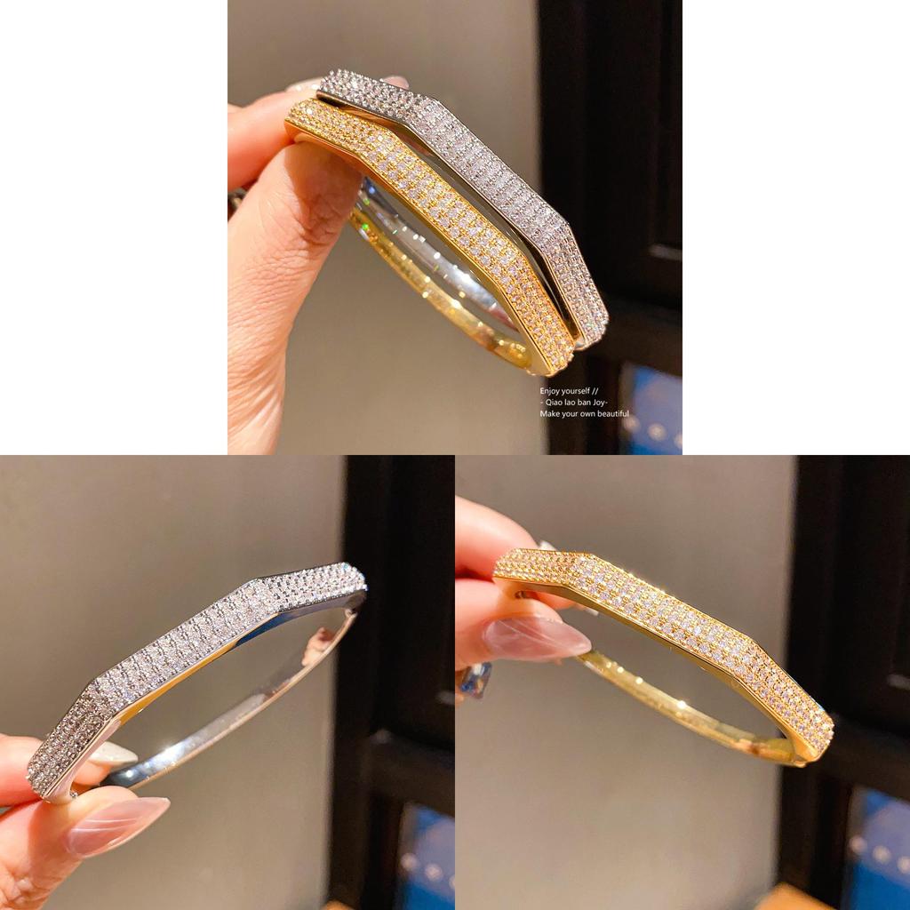 Copper Metal Zircon Clasp Bracelet With Luxury Finish For Formal And Casual Outfits