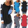 Women Fashion Loose Patchwork Long Sleeve T-shirt Top Blouse Pullover