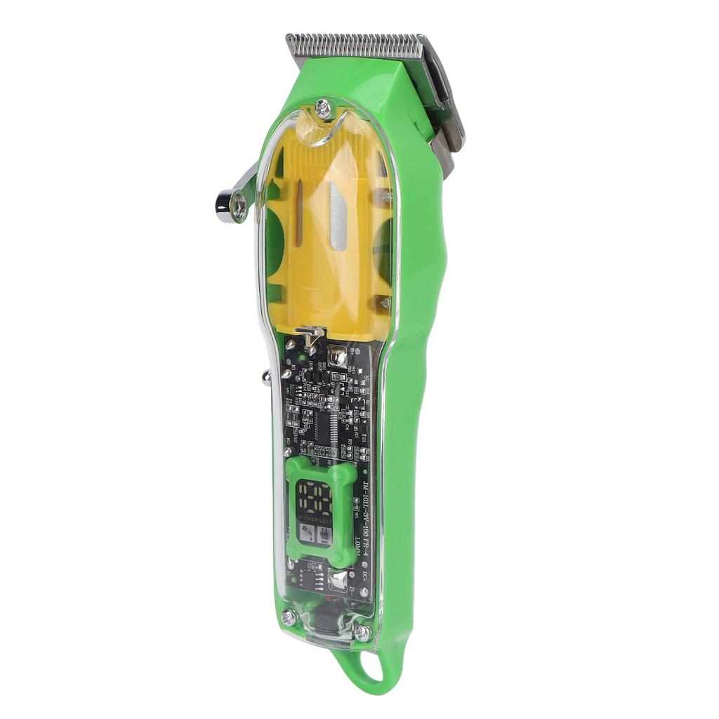 Electric Hair Clipper 8 Guide Combs USB Rechargeable Professional Hair Trimmer Transparent Green