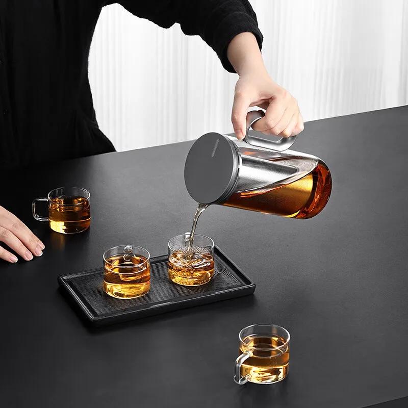 Samadoyo Heat-resistant Glass Tea Pot Aluminum Alloy Cup Lid Modern Tea Pot with Filter Screen Tea Pot Boiling Pot Tea Set 900ML