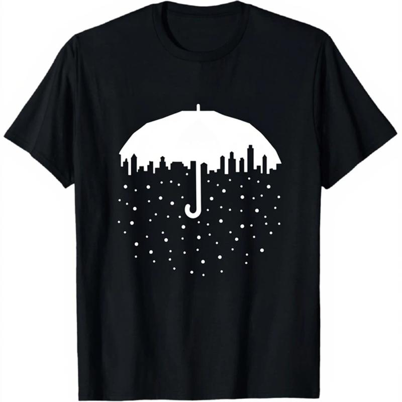 Women's Short Sleeve Crew Neck TShirt Umbrella Raindrop Print Casual Daily Wear Graphic Tee for Women Summer Top Casual Clothing