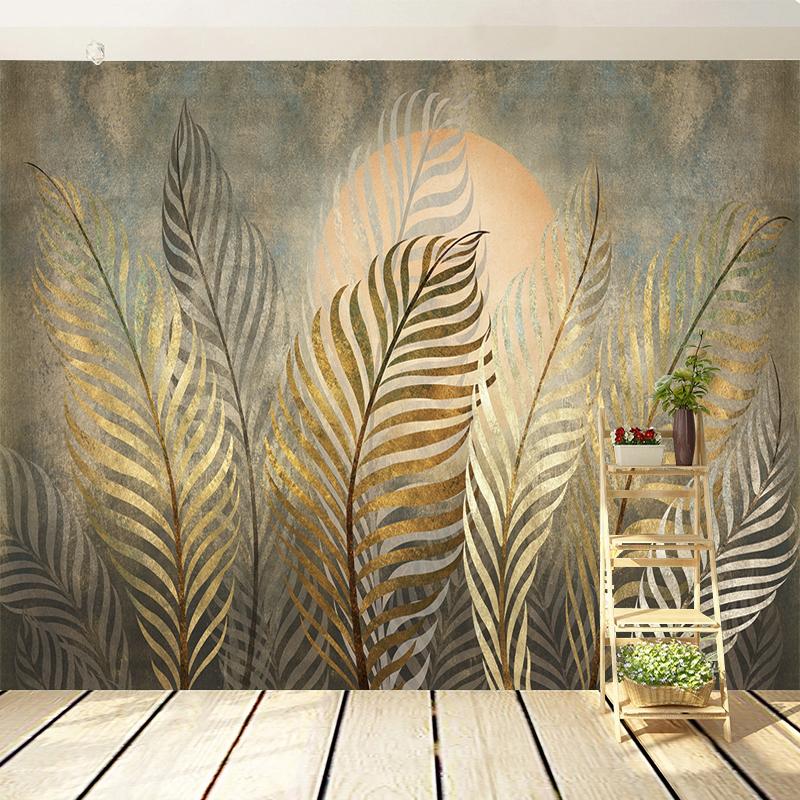 Европейский стиль 3D обои с золотым листом Искусство Ретро Ресторан Кафе Фон Стена Papel De Parede Креативный домашний декор 3D фрески
