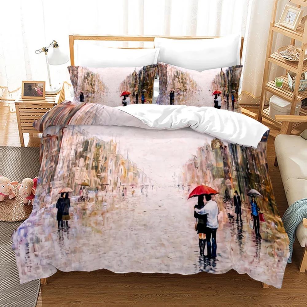 Comforter Couple Theme Valentine'S Day Present For Couple Wife Polyester Bedding Set King Queen Full Size Comforter