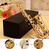 Mini Saxophone Model Musical Instrument Copper Brooch Miniature Desk Decor Display with Box +