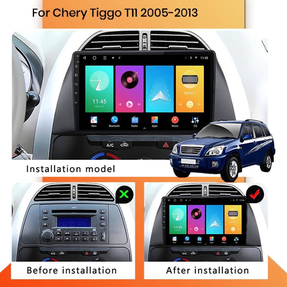 Автомобильное радио Android Auto Carplay для Chery Tiggo T11 2005-2013 Мультимедийный проигрыватель Головное устройство Стерео GPS Навигация BT WIFI 1+16 ГБ