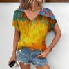 Женская элегантная футболка с v-образным вырезом, модная футболка с принтом в западном стиле пустыни, летняя футболка с короткими рукавами, повседневная футболка для отдыха