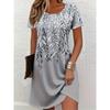 Женское платье с цветочным принтом, с короткими рукавами и круглым вырезом, элегантное повседневное платье, подходящее для весны и лета, осени, женская одежда