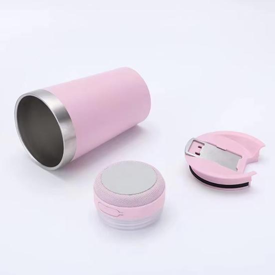 Изолированная кружка из нержавеющей стали с беспроводным динамиком BT, стерео сабвуфером, 500 мл, светодиодная музыкальная кружка, устойчивая к ржавчине, практичный подарок для мужчин и женщин