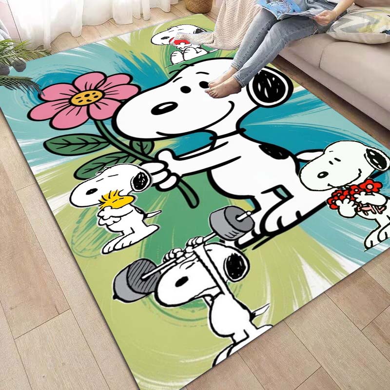 Non-slip area rug for living room with Snoopy cartoon design, soft rug for bedroom, children's playroom, sofa, home decor, doorm