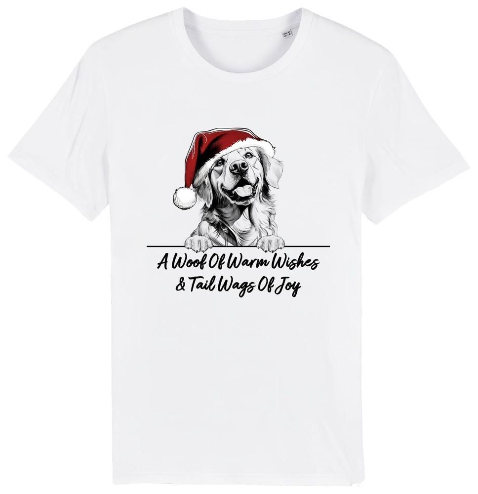GOLDEN RETRIEVER Christmas Dog T-Shirt Adults Kids Woof Wishes Tail Wags Xmas