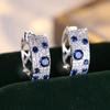Gorgeous Blue White Zircon Hoop Earrings for Women Trendy Silver Color Wedding Earrings Jewelry Gift