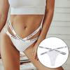 FINETOO Sexy Cross Strap Cotton G-string Panties Women Letter Belt Thong V Waist Bikini Girl Underwear Hollow Out Femme Lingerie