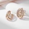 Круглые карманные серьги Kinel White Zircon для женщин, винтажные серьги цвета розового золота, ювелирные украшения