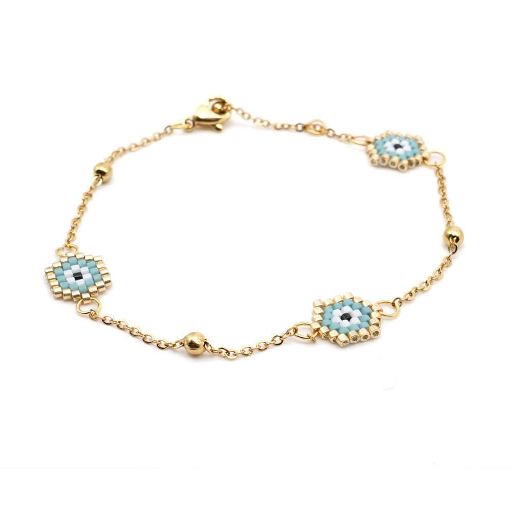 Miyuki Blue Eye Bracelet Gold Chain Bracelet Eye Turkey Bracelet Fashion Jewelry