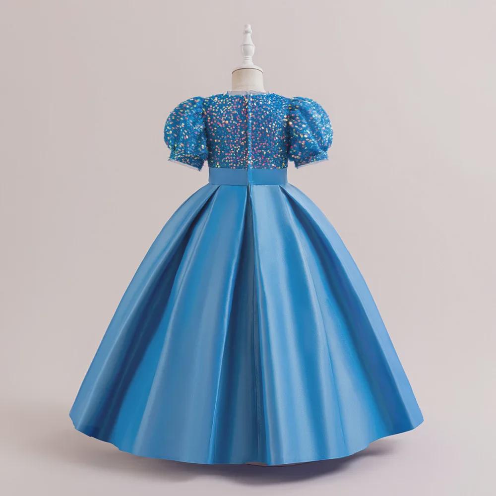 Новое платье-пачка из атласа с пайетками для девочек среднего/большого размера