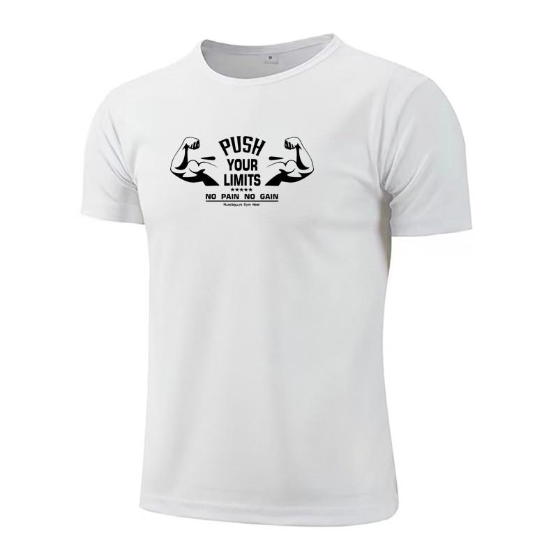 Мужская летняя быстросохнущая футболка из полиэстера с круглым вырезом для бега и фитнеса