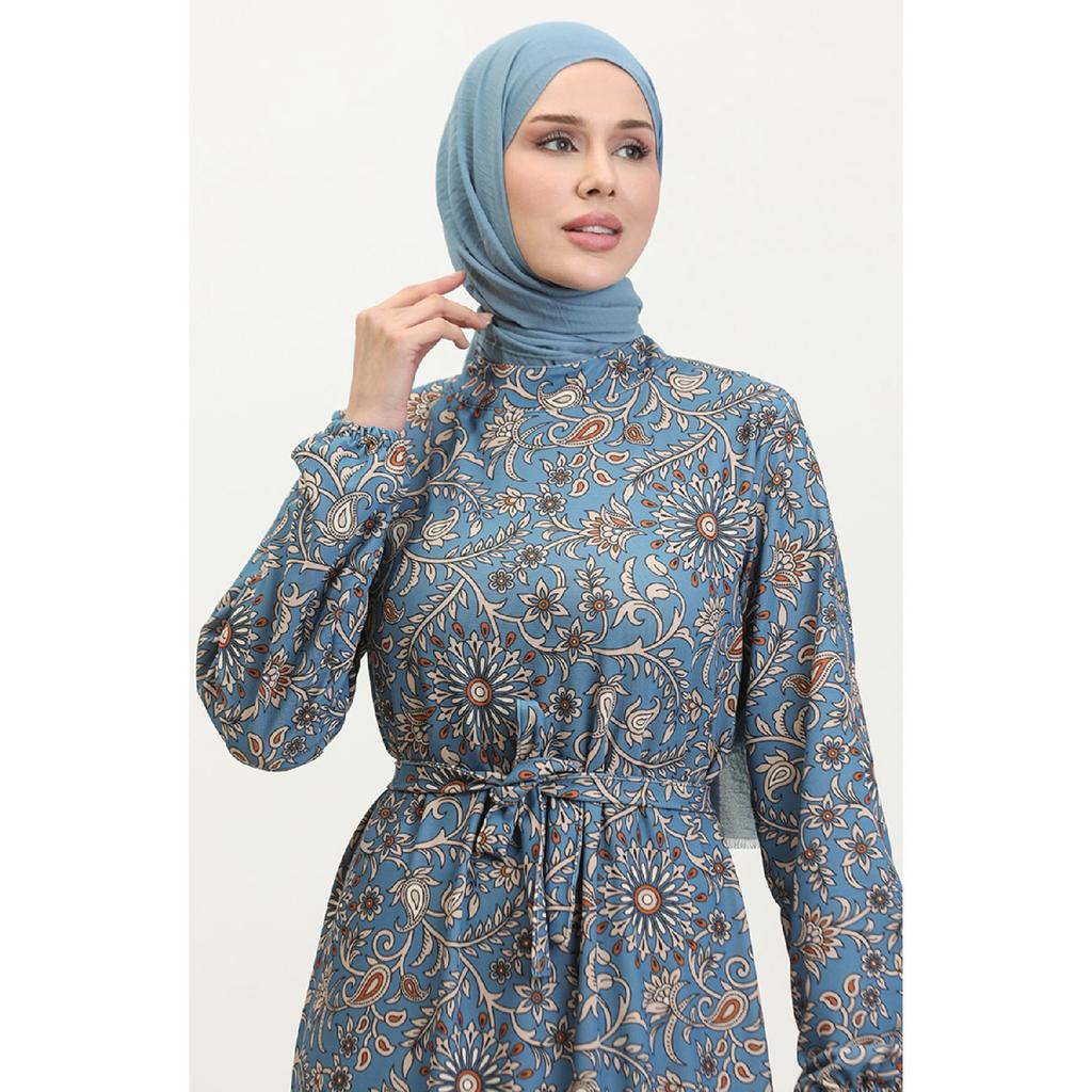 Платье Patterned Belted 0364-01 Индиго