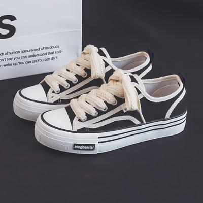 Женские парусиновые туфли Весна Новые туфли на платформе Biscuits Niche Ins Универсальные повседневные туфли для сноуборда
