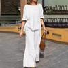 2025 Women's Cotton-Linen Solid Color Casual Suit: Summer Loose Trousers Two-Piece