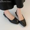 Square Toe Women Heeled Sandals Summer Woman Slippers Slingback 2025 Trend Dress Shallow Loafers Casual Soft Leather Sandalias