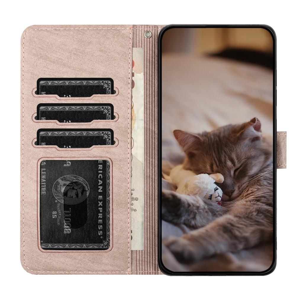 For iPhone 17 Air Case with Wrist Strap Leather Phone Cover Wall Cats Pattern