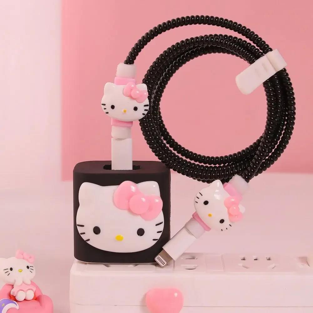 Kawaii Hello Kitty Data Cable Protective Sleeve 20W Protector For Iphone Charger Cartoon Cute Pvc Protective Cover Accessories 6