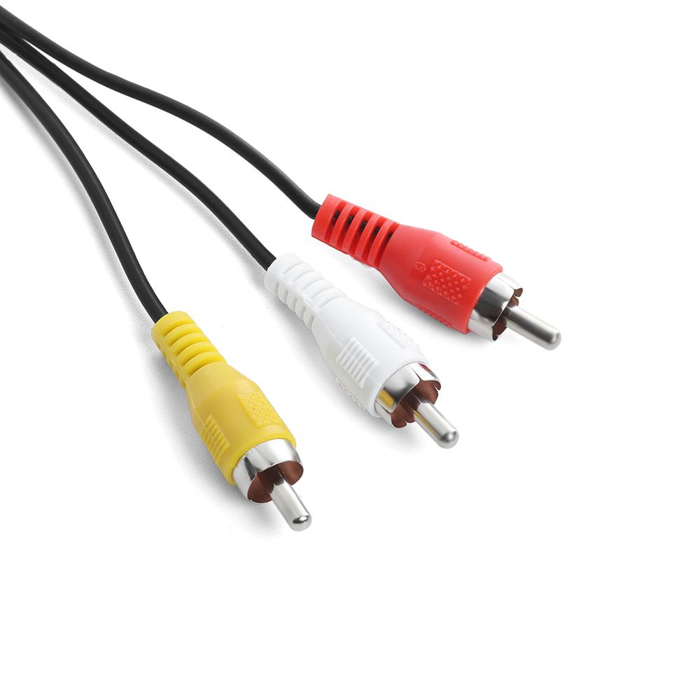 New Black Multi Out Video/Audio Cable Flat 3 RCA AV Cord