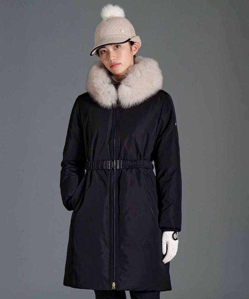 Beanpole Golf Women'S Mid-Length Belted Down Jacket - Black
