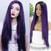 Синтетическое волокно, длинные прямые волосы без челки, коричневые, светлые, фиолетовые, женские длинные прямые волосы, подходят для ежедневного использования
