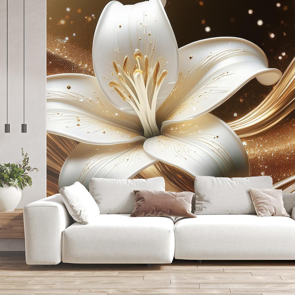 Обои цветок лилии золото