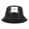 Унисекс Brooklyn Leather Label Bucket Hat PU Leather Fisherman Hat Outdoor Travel Hat Sunscreen Hats for Men Women Bucket Hats