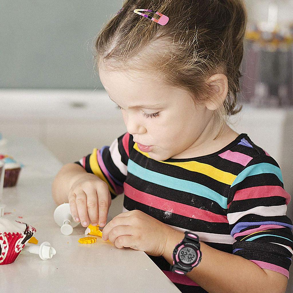 Спортивные на открытом воздухе многофункциональные дата и день двойное время аналоговые цифровые часы детские часы, детские часы для девочек, водонепроницаемые, оповещение, дисплей, светодиод,