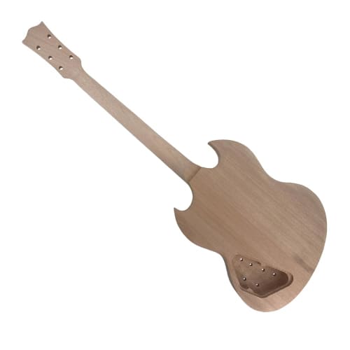 Yinfente 1-Piece Brown Guitar Kit - Mahogany Body & Neck, Rosewood Fretboard, 22 Frets, 24.75" Scale, DIY Guitar