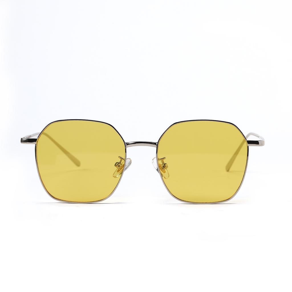 Очки 30011 Текстурированные полигональные солнцезащитные очки в металлической оправе, квадратные ретро-солнцезащитные очки для женщин