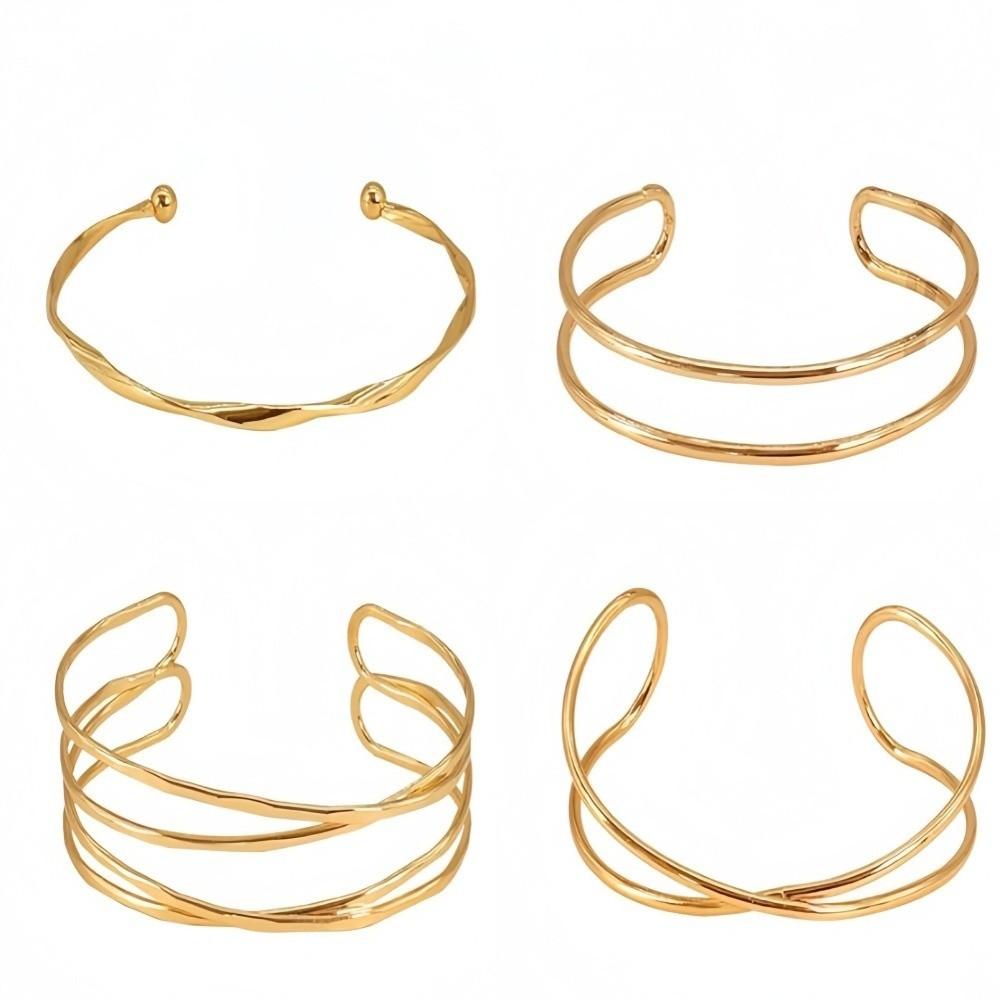 4/6pcs Bangle Jewelry Arm Bracelet Geometric Upper Arm Bracelet Adjustable Cuff Bracelet Women