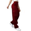 Womens Elastic High Waisted Cargo Pants Stretch Casual Wide Leg Streetwear Parachute Hiking Pants With Pockets