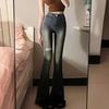 American Retro High Waist Flared Jeans - Women's Spring/Autumn Slimming Ripped Style