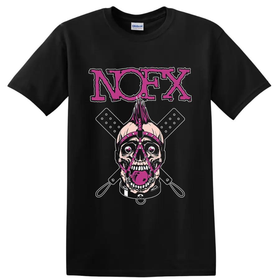 NOFX Punk Rock Skull Crossbones Graphic T Shirt Music Fan Tee Black Apparel Top