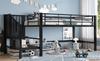 90 x 200 Semi-High Loft Bed with Storage Staircase, Black
