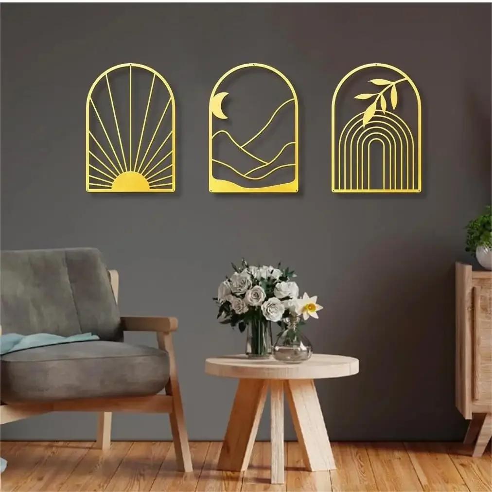 Металлический декор для дома: Минималистичный Богемный Абстрактный Линейный Железный Настенный Декор для Шикарных Пространств