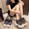 Летние сандалии на толстой подошве для женщин, повседневные, большого размера, пляжные, с вырезами, на высоком каблуке, спортивного стиля, танкетки, сандалии женские