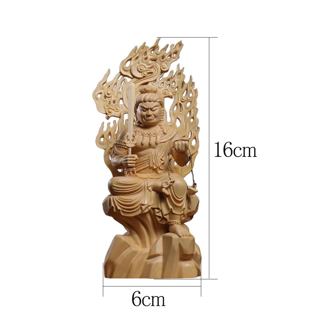 Fudo Myoo Buddha Wooden Buddhist Altar Made of Cypress Protective Principal Year of the Wooden Buddha One of the Five Great Good Luck Twelve Zodiac