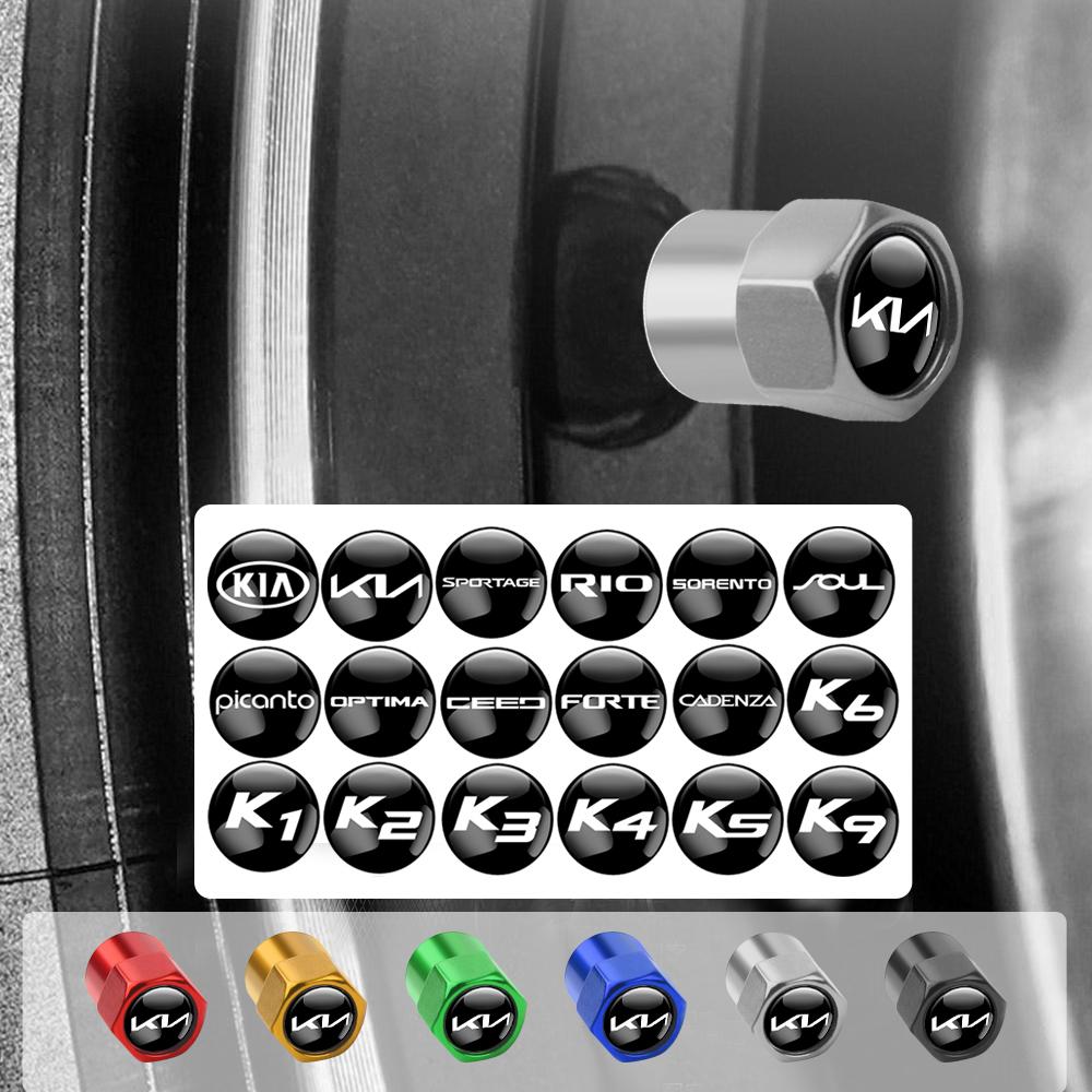 Car Tire Valve Caps Auto Accessories for Kia Sportage Rio Sorento Soul Picanto Optima Ceed Forte Cadenza Cerato K1 K2 K3 K4 K5 K
