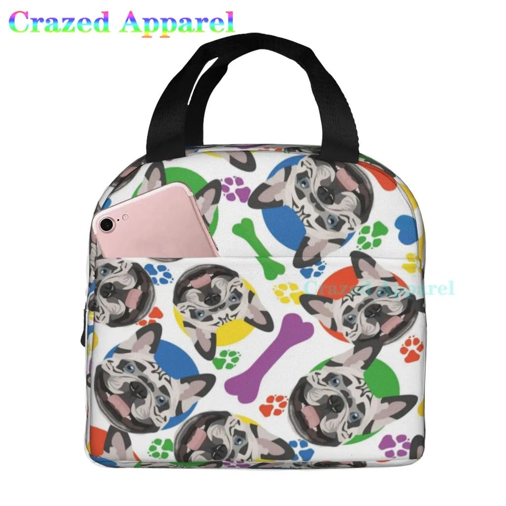 Утепленная сумка для ланча French Bulldogs Dog для женщин, мужчин и детей, большая и многоразовая, с ручкой, с возможностью заморозки для поездок на работу и в школу