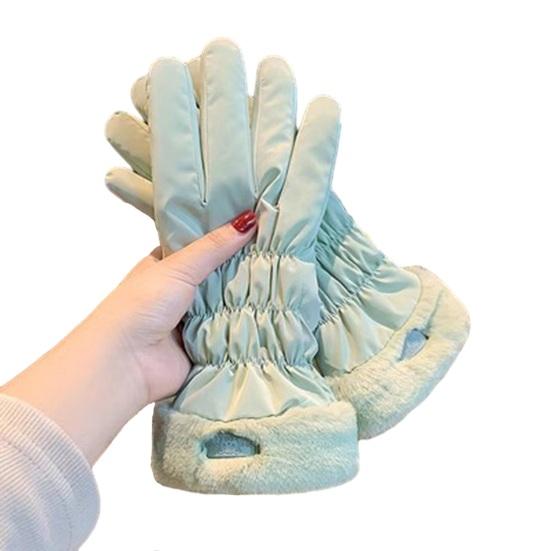 1 пара зимних перчаток с толстой плюшевой подкладкой, ветрозащитные, теплые, холодостойкие, с пятью пальцами, сенсорный экран, водонепроницаемые, противоскользящие, мягкие женские велосипедные перчатки