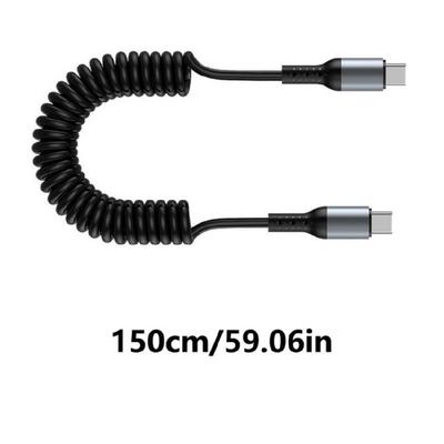 Регулируемая длина USB C на USB C Спиральный Кабель Тип Линия Type C Дата Шнур для Ноутбуков Провод Питания для Быстрой Зарядки