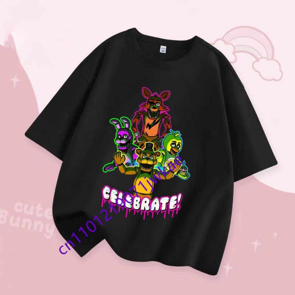 Летняя модная футболка для мальчиков и девочек, детская одежда FNAF, дышащие футболки, детская одежда Five Nights At Freddy, милый топ с коротким рукавом