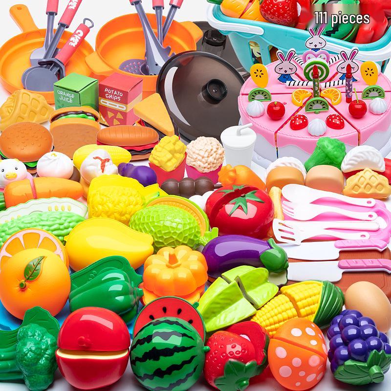 Fun Pretend Play Cut Toy Set - Kids Kitchen Vegetables & Fruits