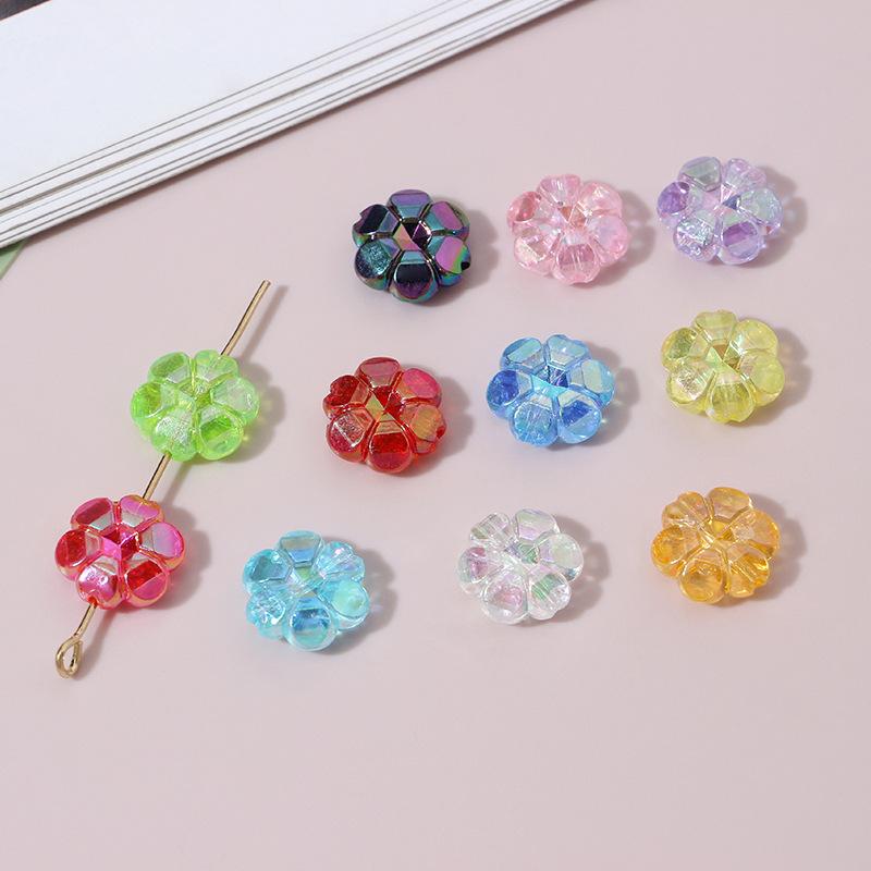 Браслет Сливовое Ожерелье AB Прозрачные Бусины-Цветки 10мм 250шт Разноцветные для DIY Изготовления Ювелирных Изделий Россыпные Бусины Случайная Смесь Акриловые бусины