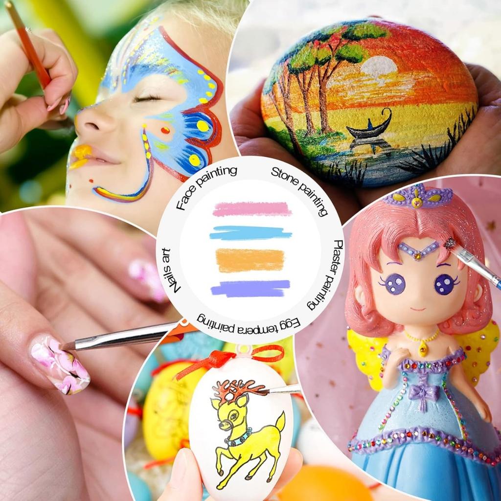 32 Pcs Paint Brushes for Acrylic Painting, Premium Nylon Bristles with Round, Filbert, Flat, Fan, Angle, Fine Detail Brush, Paint Brush Set